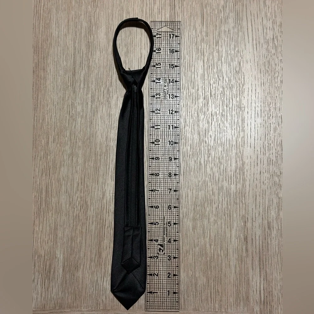 Classic Black Kids Pre-Tied/ zipper Necktie (2” wide)